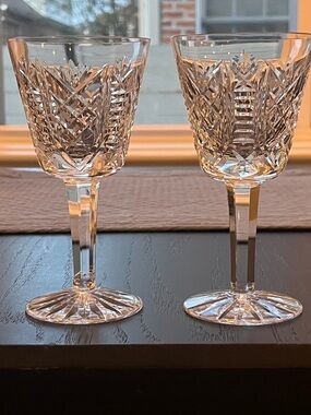 Pair of Waterford Clare Pattern Wine Glasses